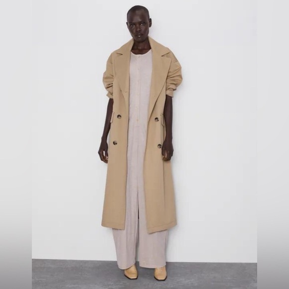 ZARA Sz M Rustic Jumpsuit Patch Like Pockets Buttons Unlined Cap Sleeve - Picture 3 of 8